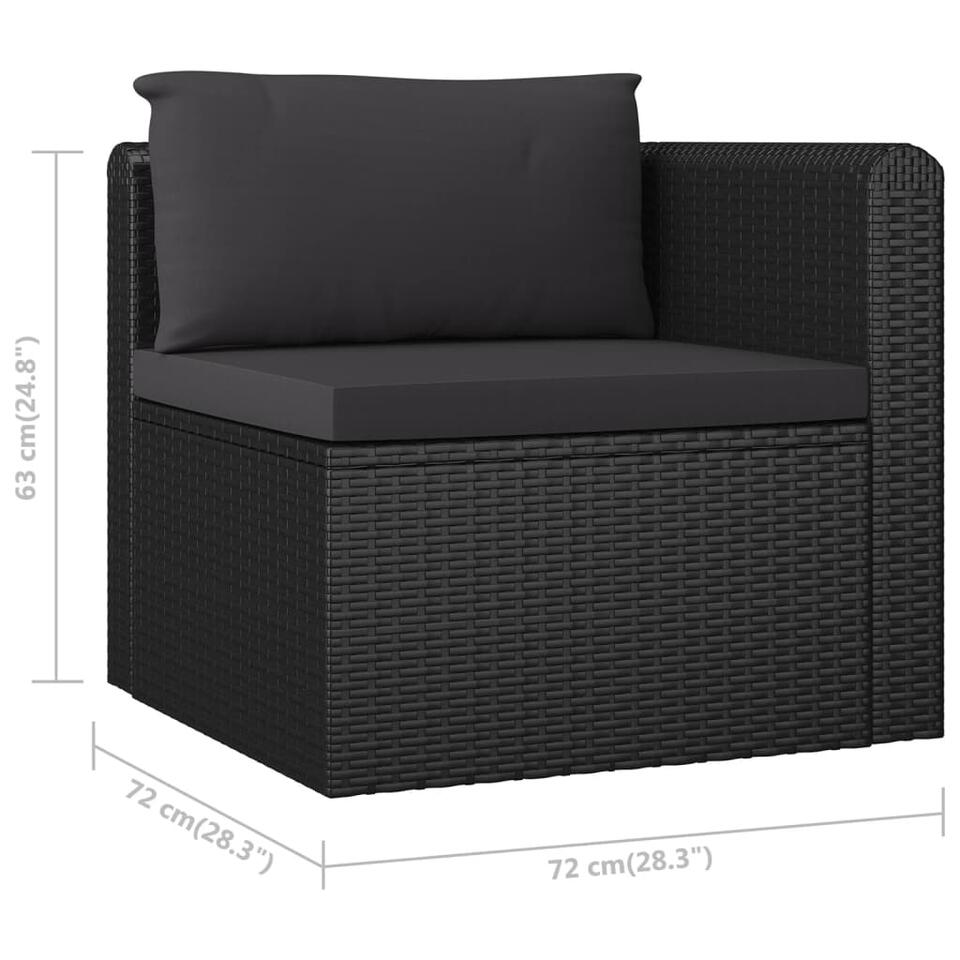 Vidaxl Delige Loungeset Met Kussens Poly Rattan Zwart Leen Bakker