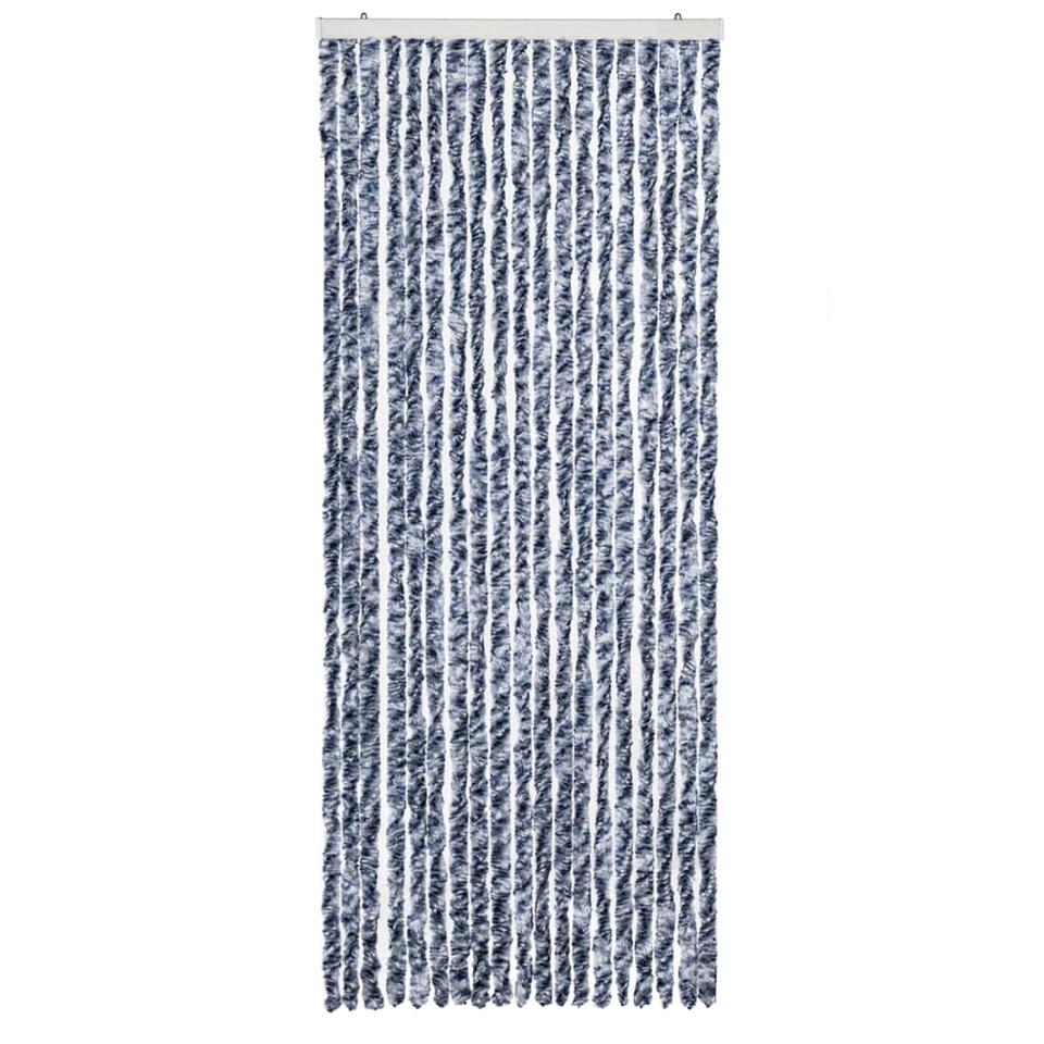 VidaXL Vliegengordijn 56x185 Cm Chenille Blauw Wit En Zilver Leen Bakker