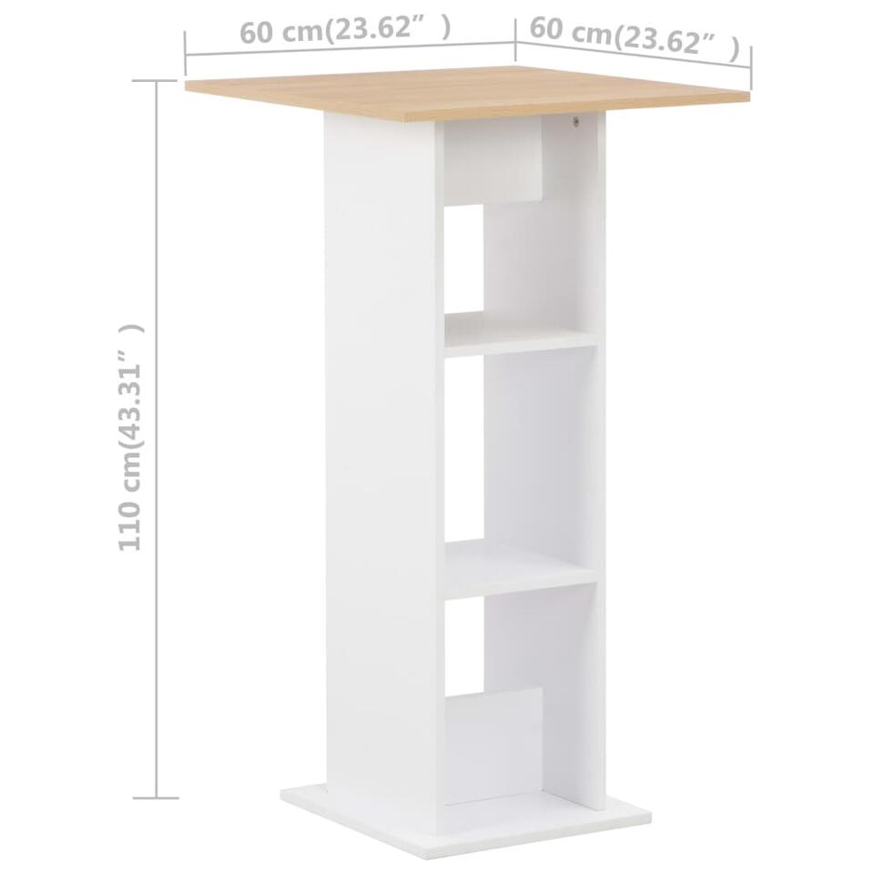 Vidaxl Bartafel X X Cm Wit En Sonoma Eikenkleurig Leen Bakker