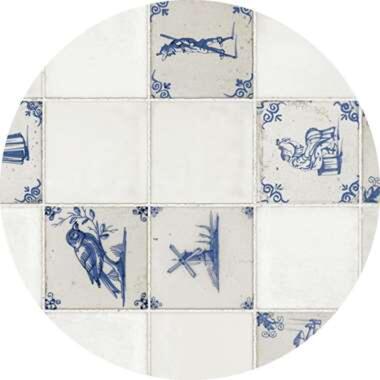 Bellatio design Tafelzeil - Delfts blauwe tegel print - rond - 160 cm product