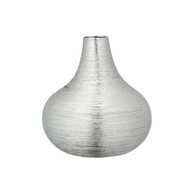Bellatio design Vaas - zilverkleurig - mat - keramiek - 18 x 17 cm product