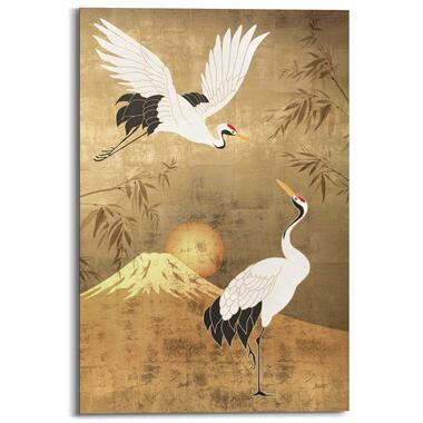 Schilderij Kraanvogels 90x60 cm Goudkleurig Hout product