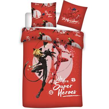 Miraculous Dekbedovertrek Super Heroes - Eenpersoons - 140 x 200 cm - Katoen product