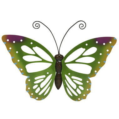 Decoris Tuindecoratie vlinder - groen - metaal - 51 x 38 cm product
