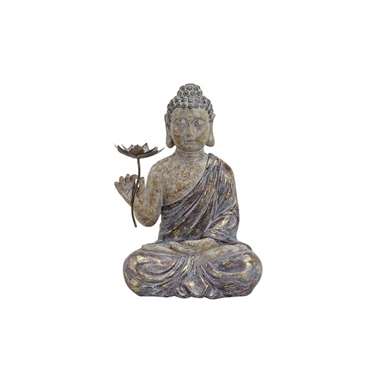 Boeddha beeld - voor binnen en buiten - grijs - polystone - 48 cm product