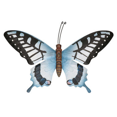 Tuindecoratie vlinder - grijsblauw en zwart - metaal - 35 x 24 cm product