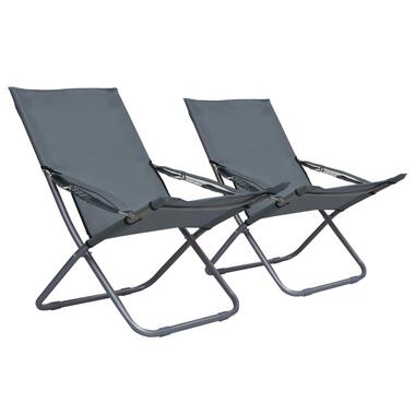 vidaXL Strandstoelen 2 st inklapbaar stof grijs 58 x 76 x 88 cm product