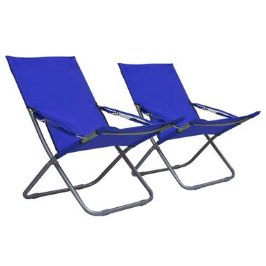 vidaXL Strandstoelen 2 st inklapbaar stof blauw 58x76x88 cm product