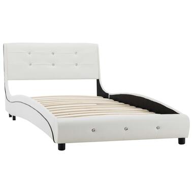 vidaXL Bedframe Kunstleer Wit 90x200 cm Bed Bedframes Bedden Ledikant Frame product