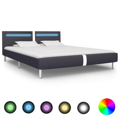 vidaXL Bedframe met LED Kunstleer Zwart 160x200 cm Bed Ledikant Slaapmeubel product