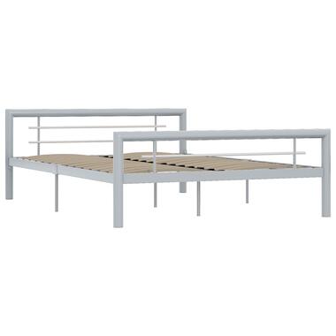 vidaXL Bedframe metaal grijs en wit 160x200 cm product