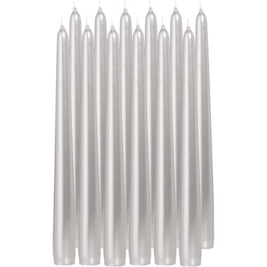 Trend Candles Dinerkaarsen - 12 stuks - zilver - 8 branduren - 25 cm product