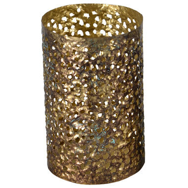 Lesli Living Waxinelichthouder - vintage look - goudkleurig - 21 cm product