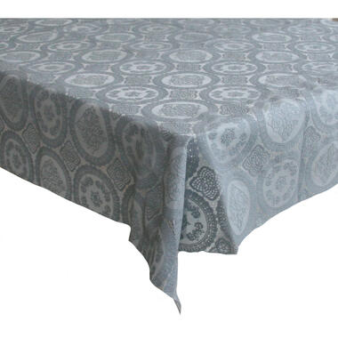 Bellatio design Tafelzeil - grijs - kanten patroon - 140 x 250 cm product