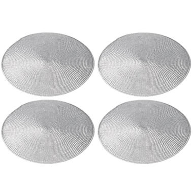 Cepewa Placemats - 4 stuks - rond - zilverkleurig - 38 cm product