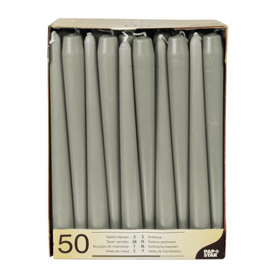 Conpax Candles Dinerkaarsen - 50x - grijs - 7 branduren - 25 cm product