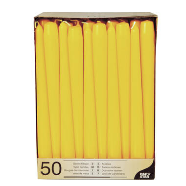 Conpax Candles Dinerkaarsen - 50x - geel - 7 branduren - 25 cm product