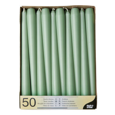 Conpax Candles Dinerkaarsen - 50x - jade groen - 7 branduren - 25 cm product