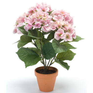 Emerald Kunstplant Hortensia - roze - in pot - 40 cm product