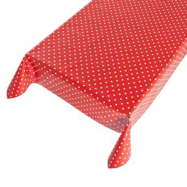 Tafelzeil - buiten - polkadot motief - rood met wit - 140 x 245 cm product