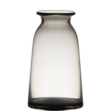 Transparante home-basics grijze glazen vaas/vazen 23.5 x 12.5 cm product