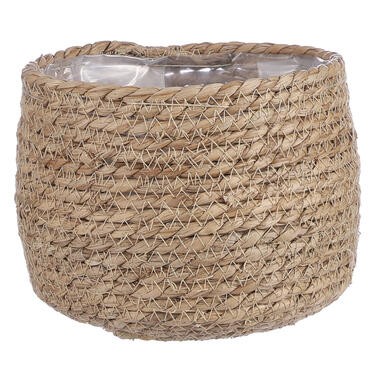 Mica Decorations Bloempot - rotan - beige - jute - 18 x 15 cm product