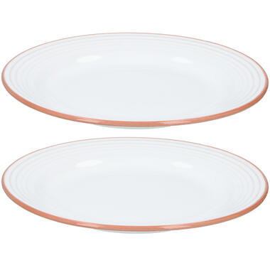 Jamie Oliver Dinerborden - 2 stuks - wit met oranje - keramiek product