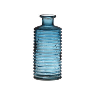 Hakbijl Glass Vaas - blauw - transparant - geribbeld - 14 x 31 cm product