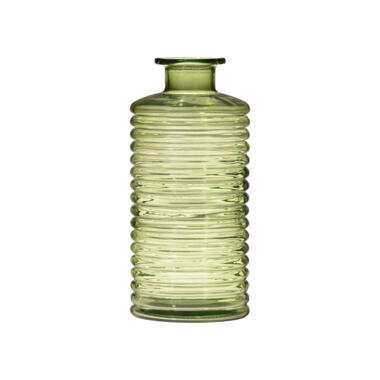 Hakbijl Glass Vaas - groen - transparant - geribbeld - 9 x 21 cm product
