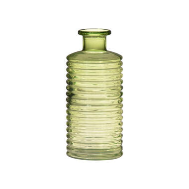 Hakbijl Glass Vaas - groen - transparant - geribbeld - 14 x 31 cm product