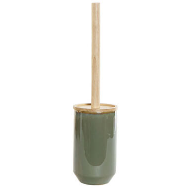 Items Toiletborstel - groen - geglazuurd - keramiek met hout - 42 cm product