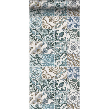 ESTAhome behang - tegelmotief - blauw en beige - 50 x 900 cm - 139290 product