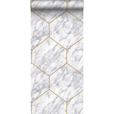 Origin Wallcoverings behang - hexagon met marmer effect - wit, grijs en goud product