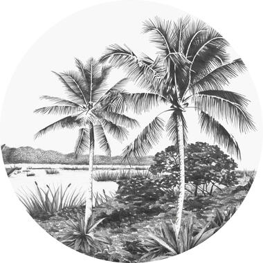 ESTAhome zelfklevende behangcirkel - tropisch landschap met palmbomen product