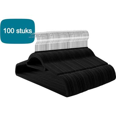 Parya Home - Anti-Slip Kleerhangers - Zwart - 100 stuks product