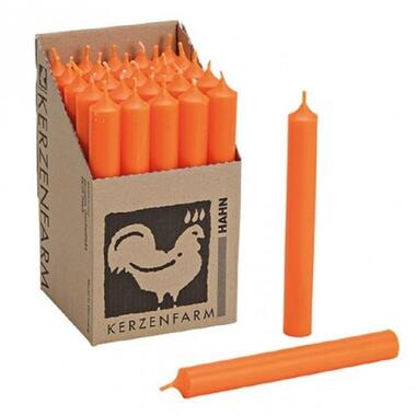 Dinerkaarsen - oranje - 25 stuks - 7 branduren - 18 cm product