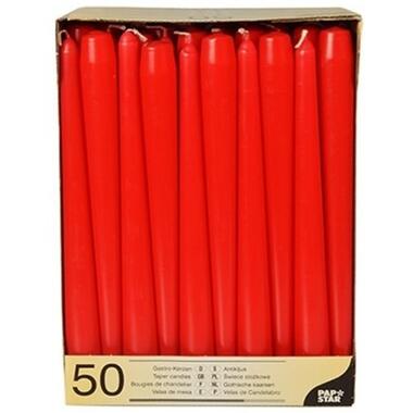 Papstar Dinerkaarsen - rood - 50 stuks - 7 branduren - 25 cm product