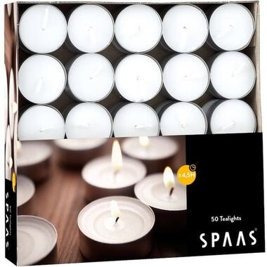 Candles by Spaas Waxinelichtjes - 50 stuks - wit - 4 branduren product