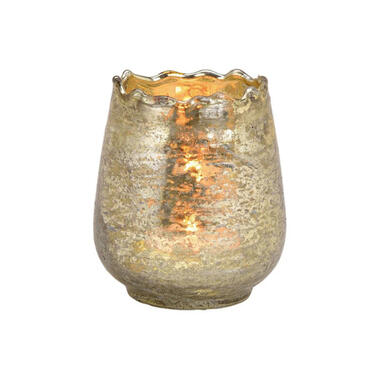 Design windlicht/kaarshouder - champagne goud - 8 x 9 cm product