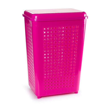 Forte Plastics Wasmand - roze - met deksel - 50 l - 41 x 31 x 61 cm product