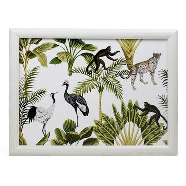 Schootkussen/laptray jungle wit met aap luipaard vogel print 33 x 43 cm product