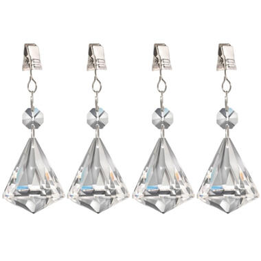 Patifix Tafelkleedgewichtjes - 4 stuks - diamant vormig - glas product