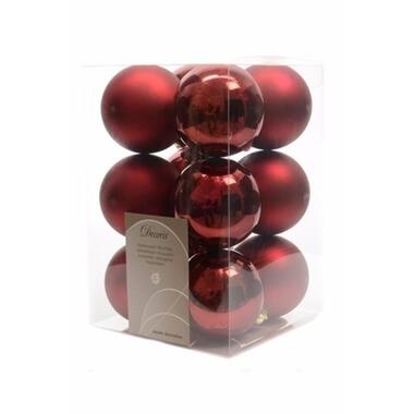 Decoris Kerstballen - 12 stuks - donkerrood - kunststof - 6 cm product