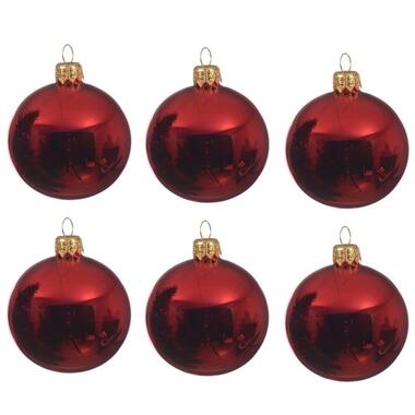 Decoris kerstballen - 6x - rood - D8 cm - glas product