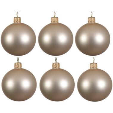 Decoris Kerstballen set - 6x stuks - champagne - glas - 6 cm product