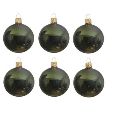 Decoris Kerstballen set - 6x stuks - donker groen - glas - 6cm product