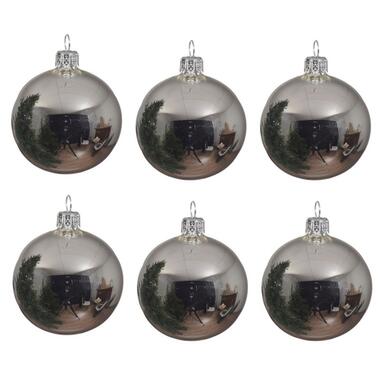 Decoris Kerstballen set - 6x stuks - zilver - glas - 6 cm - glans product