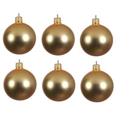 Decoris Kerstballen - 6 stuks - goudkleurig - glas - mat - 6 cm product