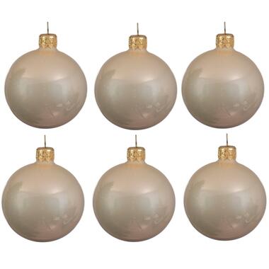 Decoris Kerstballen set - 6x stuks - parel/champagne - 6 cm product