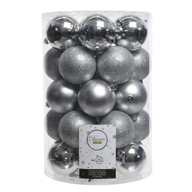 Decoris Kerstballen - 34x st - zilver - D8 cm - kunststof product